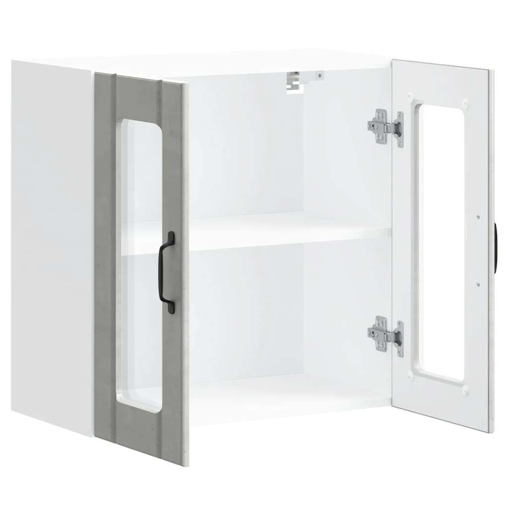 Pensile da Cucina con Porta in Vetro Lucca Grigio Cemento - homemem39