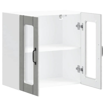 Pensile da Cucina con Porta in Vetro Lucca Grigio Cemento - homemem39