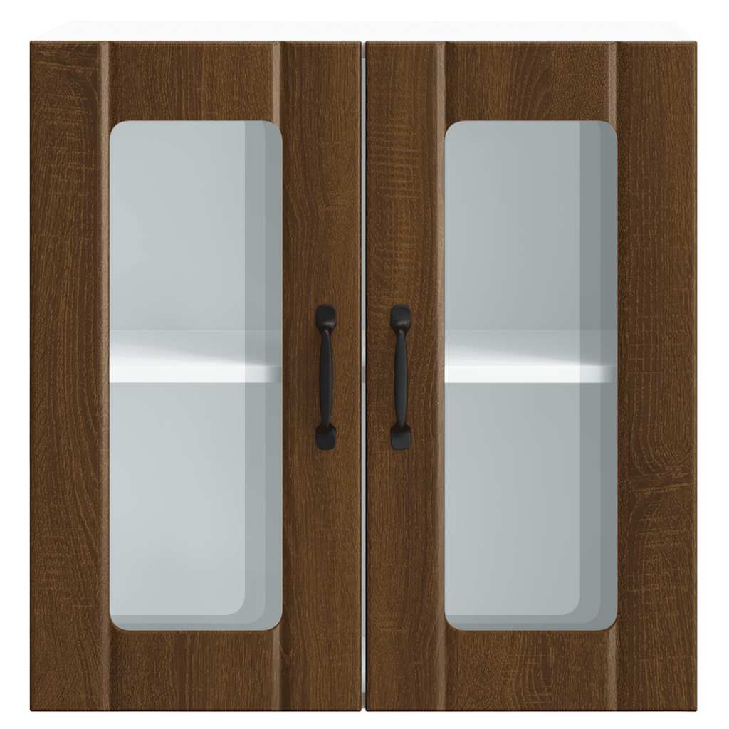 Pensile da Cucina con Porta in Vetro Lucca Rovere Marrone - homemem39