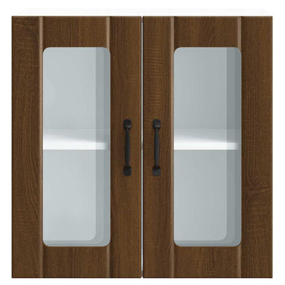 Pensile da Cucina con Porta in Vetro Lucca Rovere Marrone - homemem39