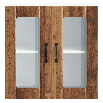 Pensile da Cucina con Porta in Vetro Lucca Legno Vecchio - homemem39