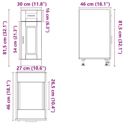 Base da Cucina Porto Grigio Cemento in Legno Multistrato - homemem39