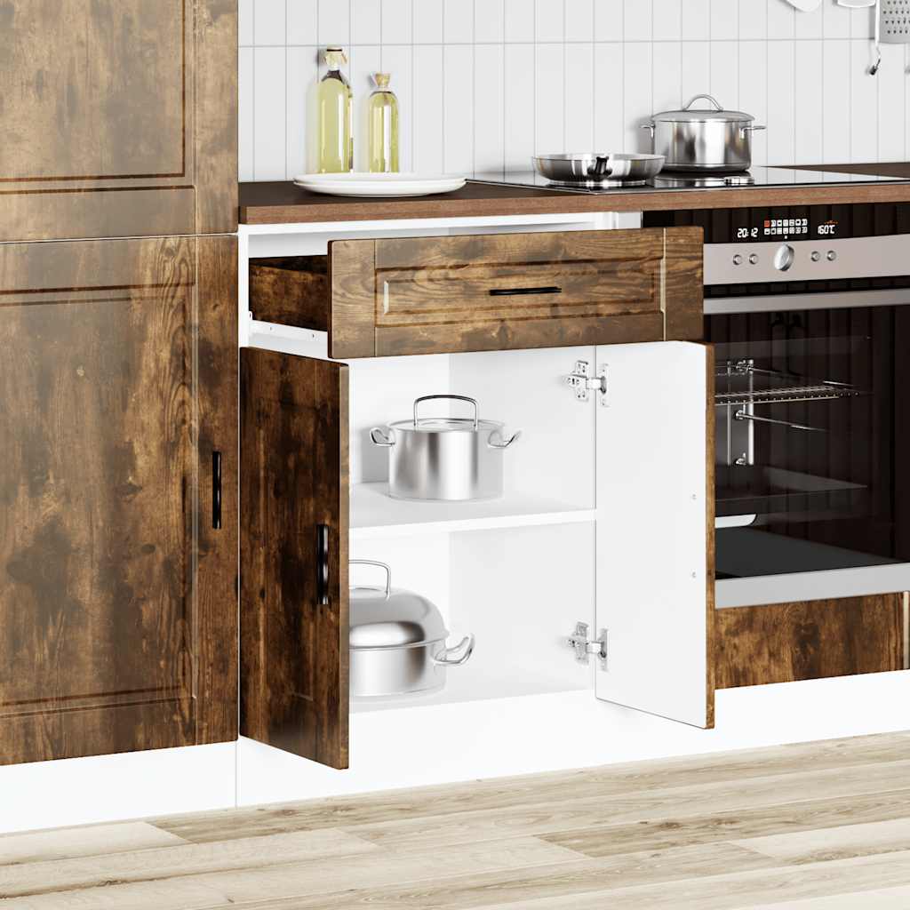 Base da Cucina Porto Rovere Fumo in Legno Multistrato - homemem39