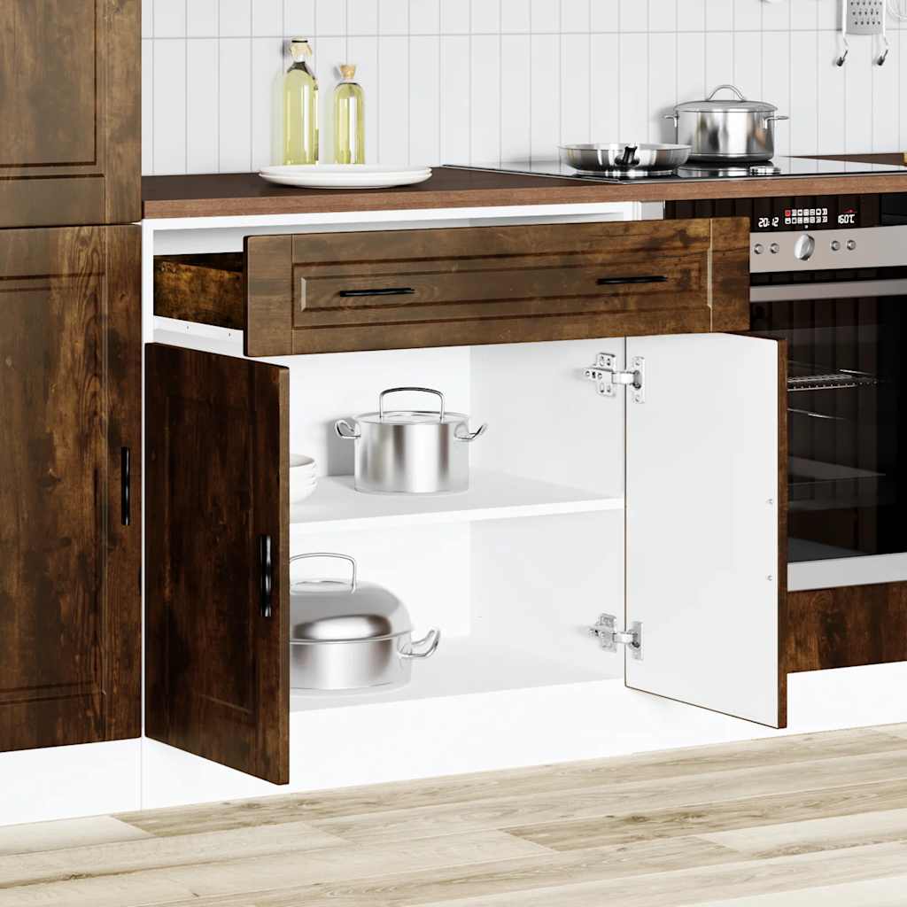 Base da Cucina Porto Rovere Fumo in Legno Multistrato - homemem39