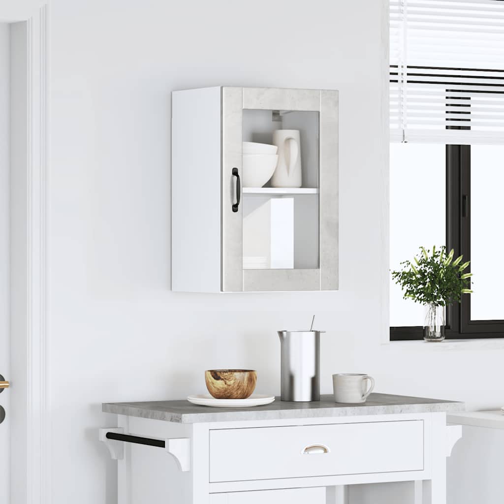 Pensile da Cucina con Porta in Vetro Porto Grigio Cemento - homemem39