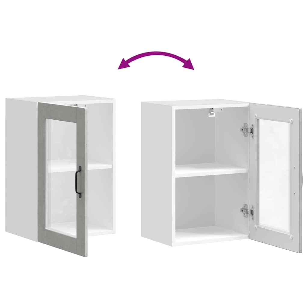 Pensile da Cucina con Porta in Vetro Porto Grigio Cemento - homemem39