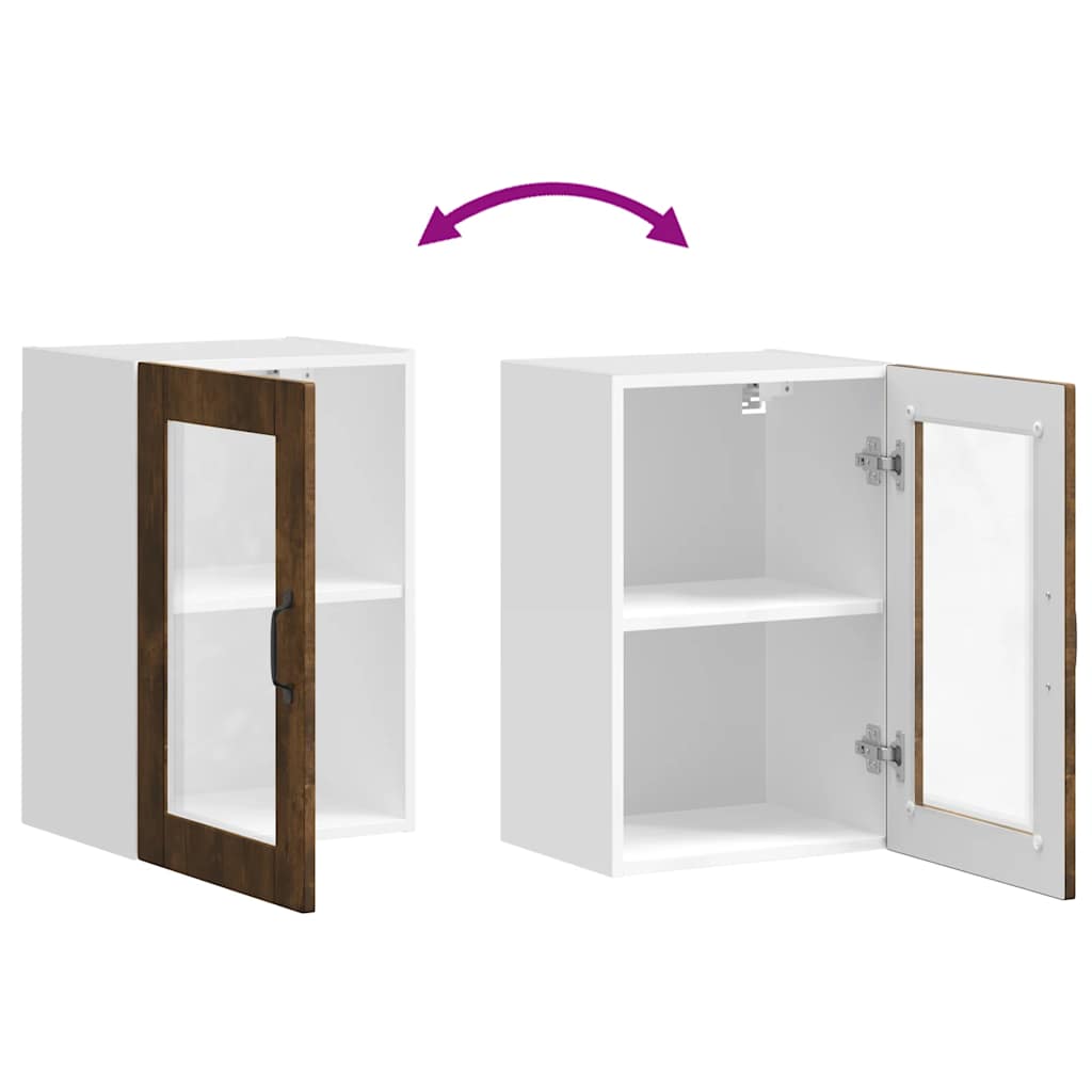 Pensile da Cucina con Porta in Vetro Porto Rovere Fumo - homemem39