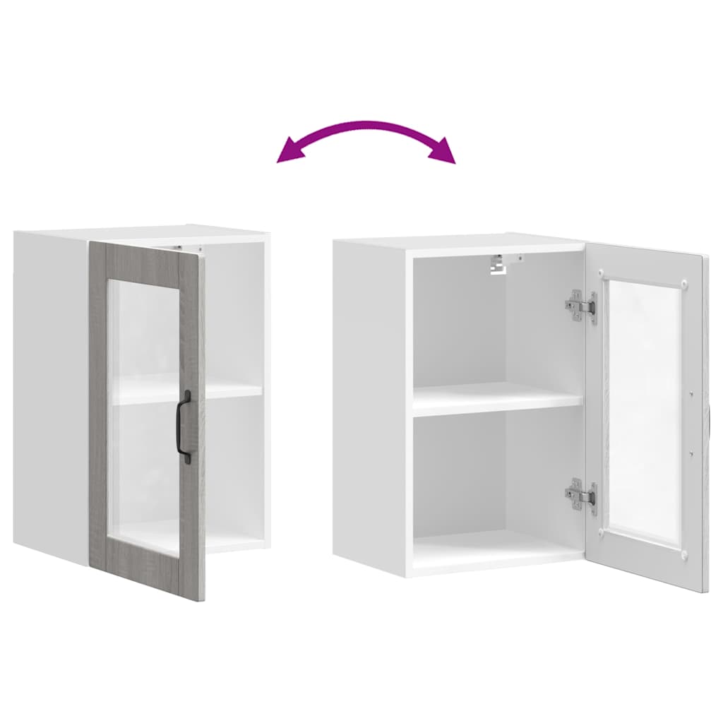 Pensile da Cucina con Porta in Vetro Porto Grigio Sonoma - homemem39