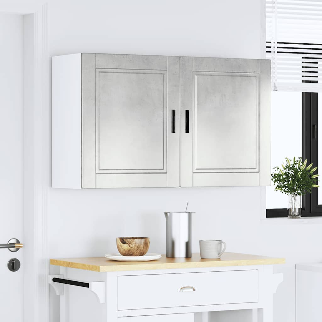 Pensili da Cucina 2 pz Porto Grigio Cemento Legno Multistrato - homemem39