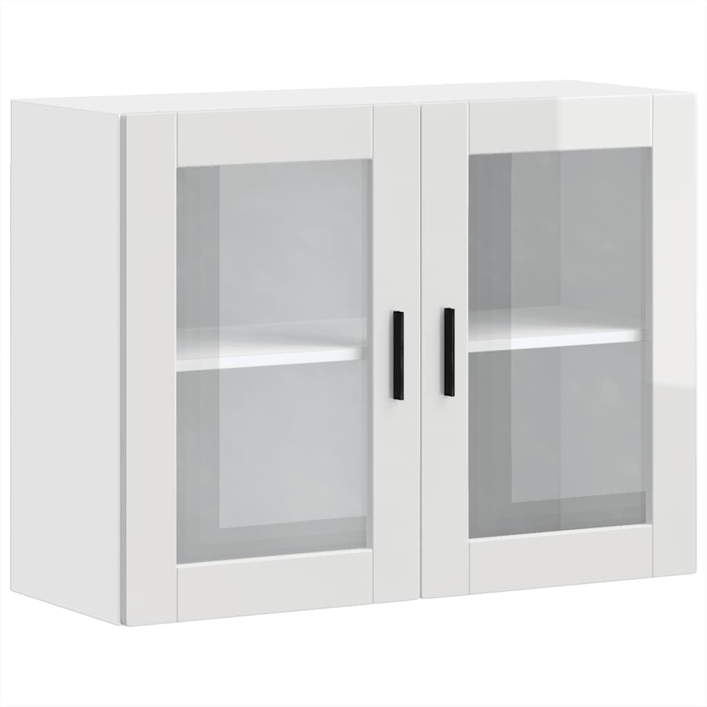 Pensile da Cucina con Porta in Vetro Porto Bianco Lucido - homemem39