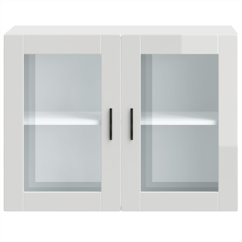 Pensile da Cucina con Porta in Vetro Porto Bianco Lucido - homemem39