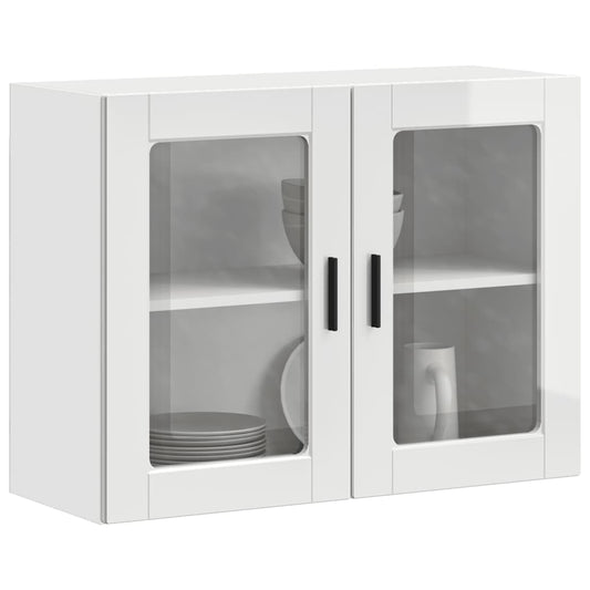 Pensile da Cucina con Porta in Vetro Porto Bianco Lucido | homemem39