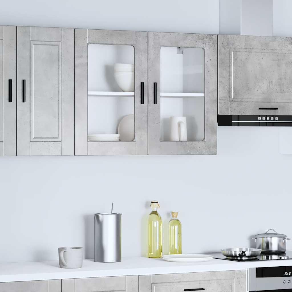 Pensile da Cucina con Porta in Vetro Porto Grigio Cemento