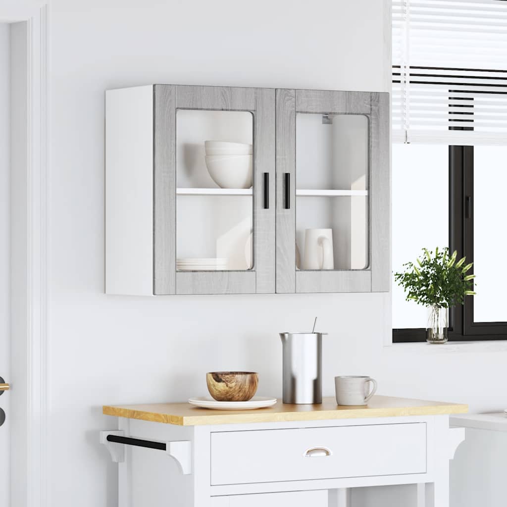 Pensile da Cucina con Porta in Vetro Porto Grigio Sonoma | homemem39