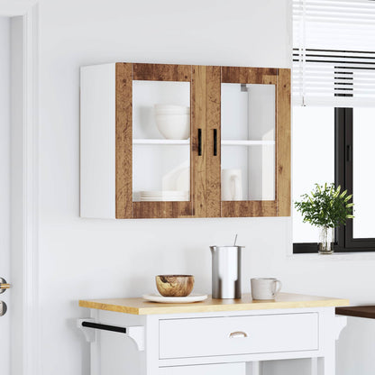 Pensile da Cucina con Porta in Vetro Porto Legno Vecchio