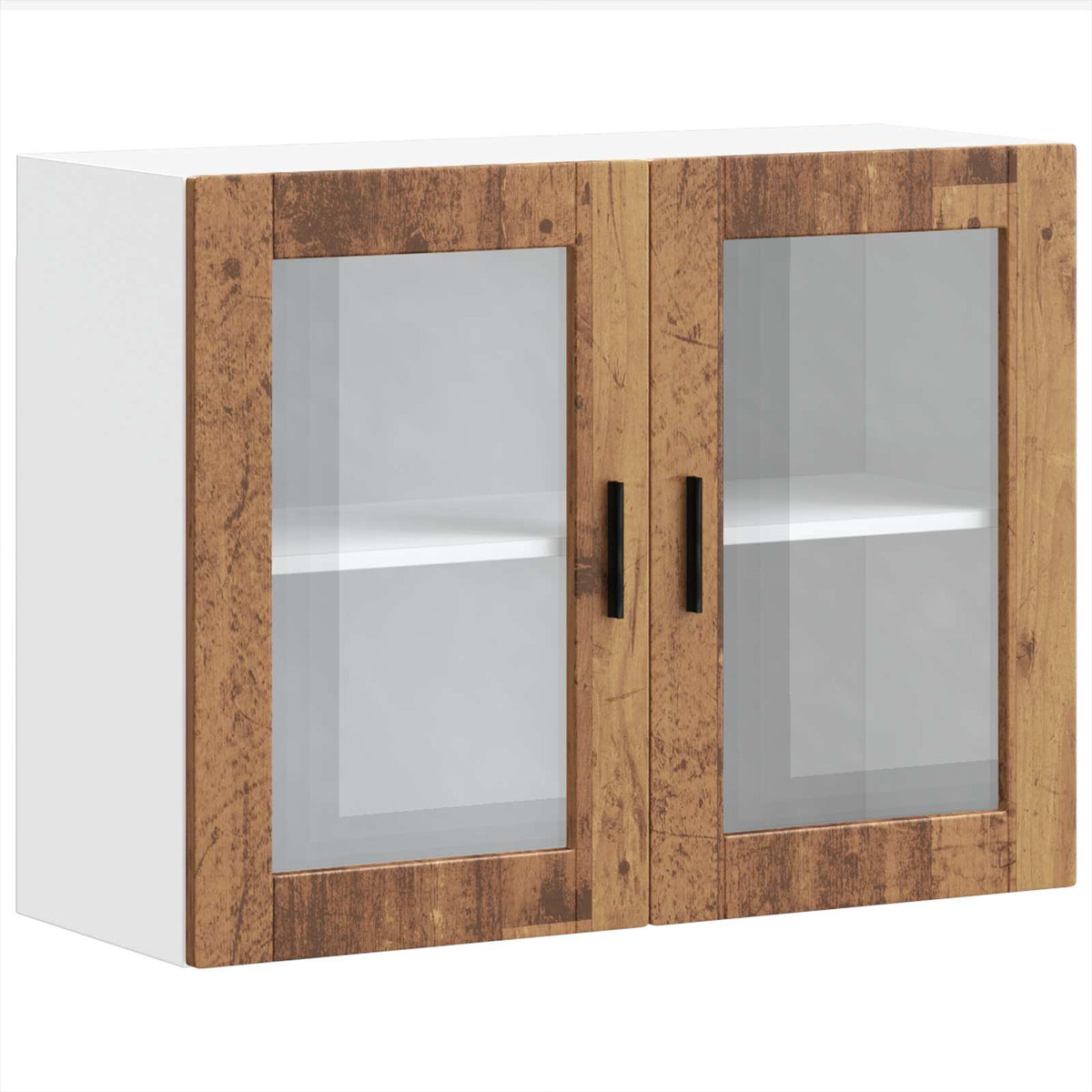 Pensile da Cucina con Porta in Vetro Porto Legno Vecchio