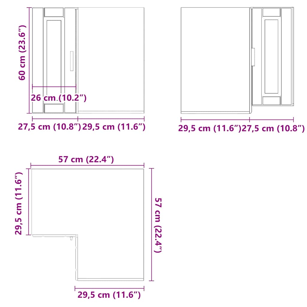 Pensile da Cucina ad Angolo Porto Bianco in Legno Multistrato | homemem39