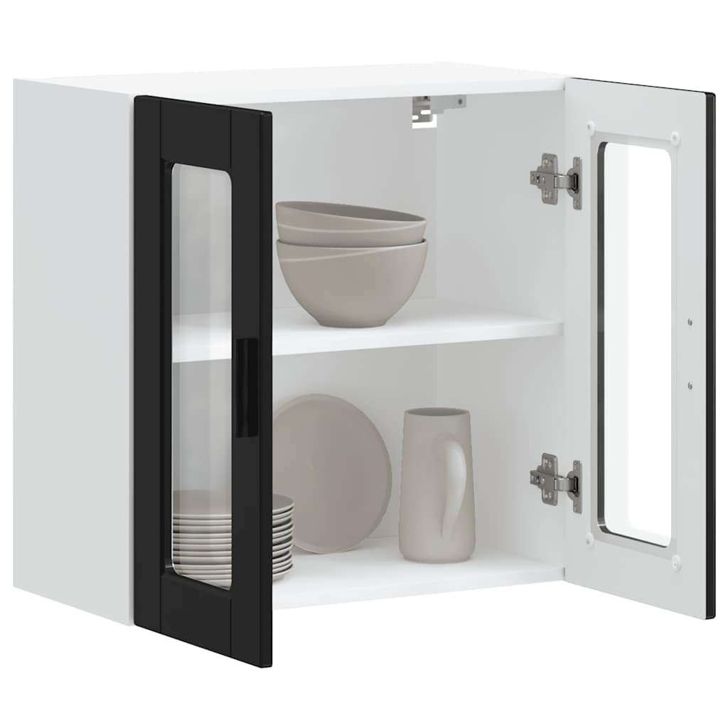 Pensile da Cucina con Porta in Vetro Porto Nero | homemem39