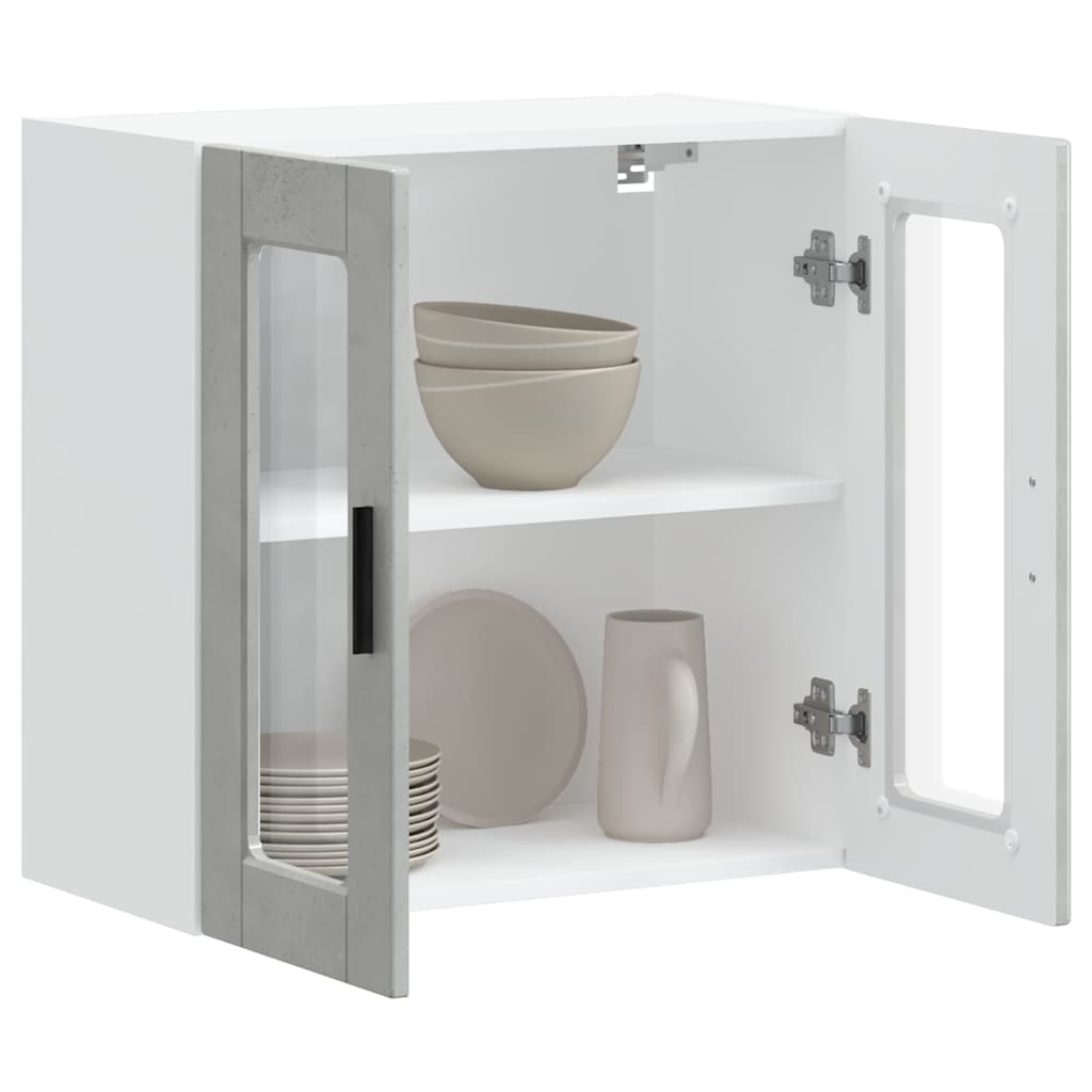 Pensile da Cucina con Porta in Vetro Porto Grigio Cemento