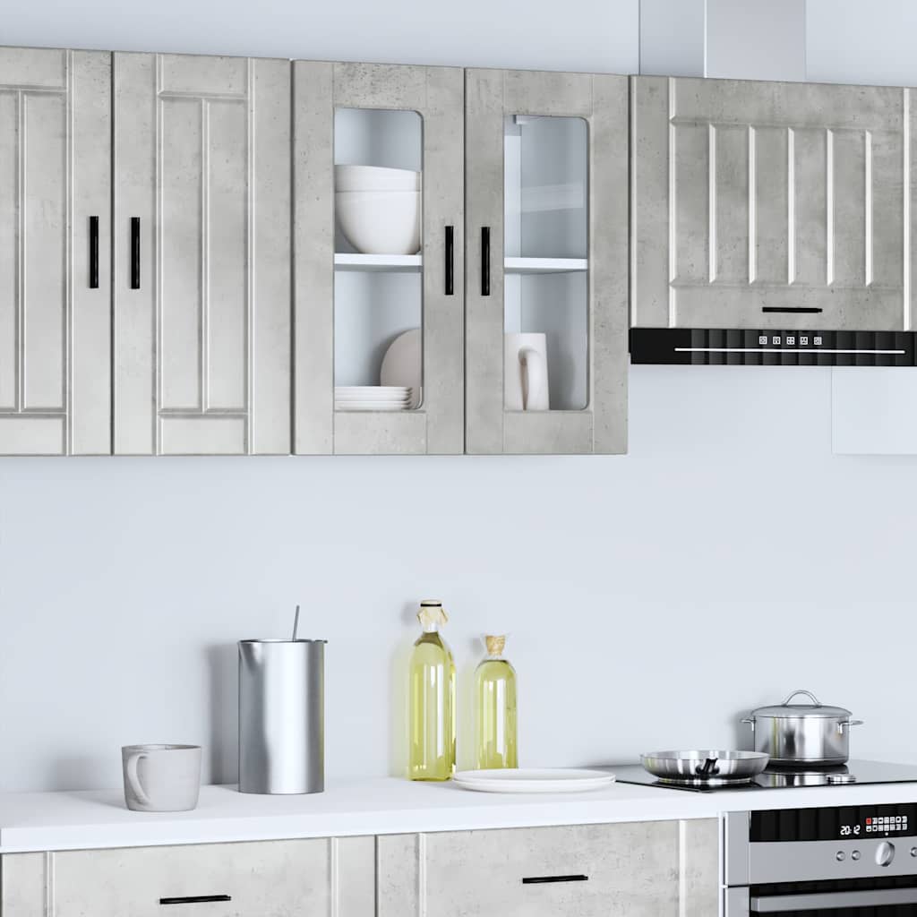 Pensile da Cucina con Porta in Vetro Porto Grigio Cemento