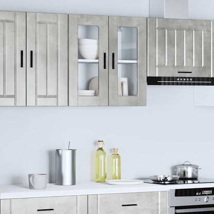 Pensile da Cucina con Porta in Vetro Porto Grigio Cemento