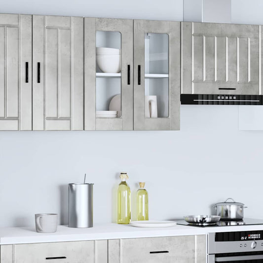 Pensile da Cucina con Porta in Vetro Porto Grigio Cemento