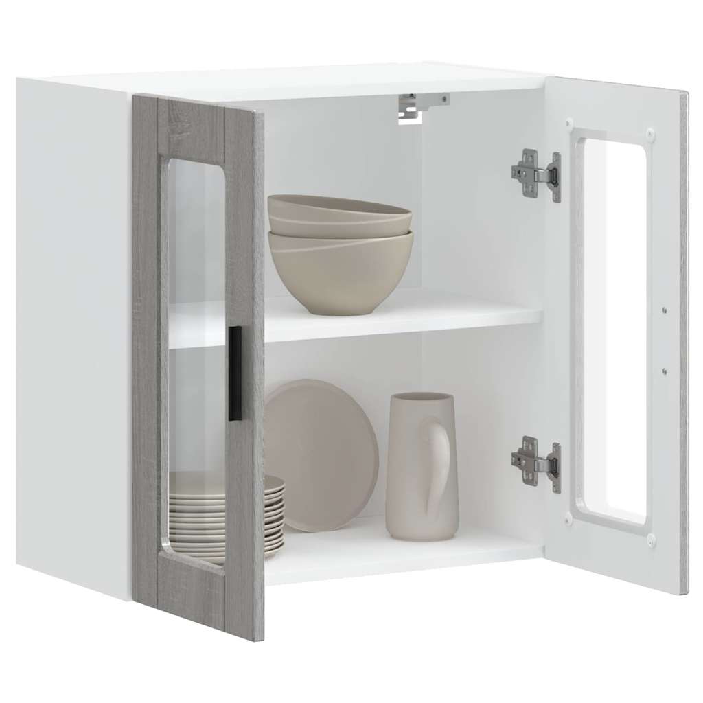 Pensile da Cucina con Porta in Vetro Porto Grigio Sonoma