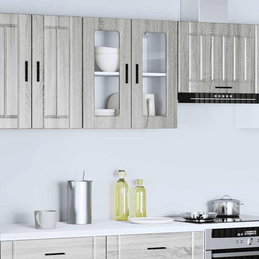 Pensile da Cucina con Porta in Vetro Porto Grigio Sonoma