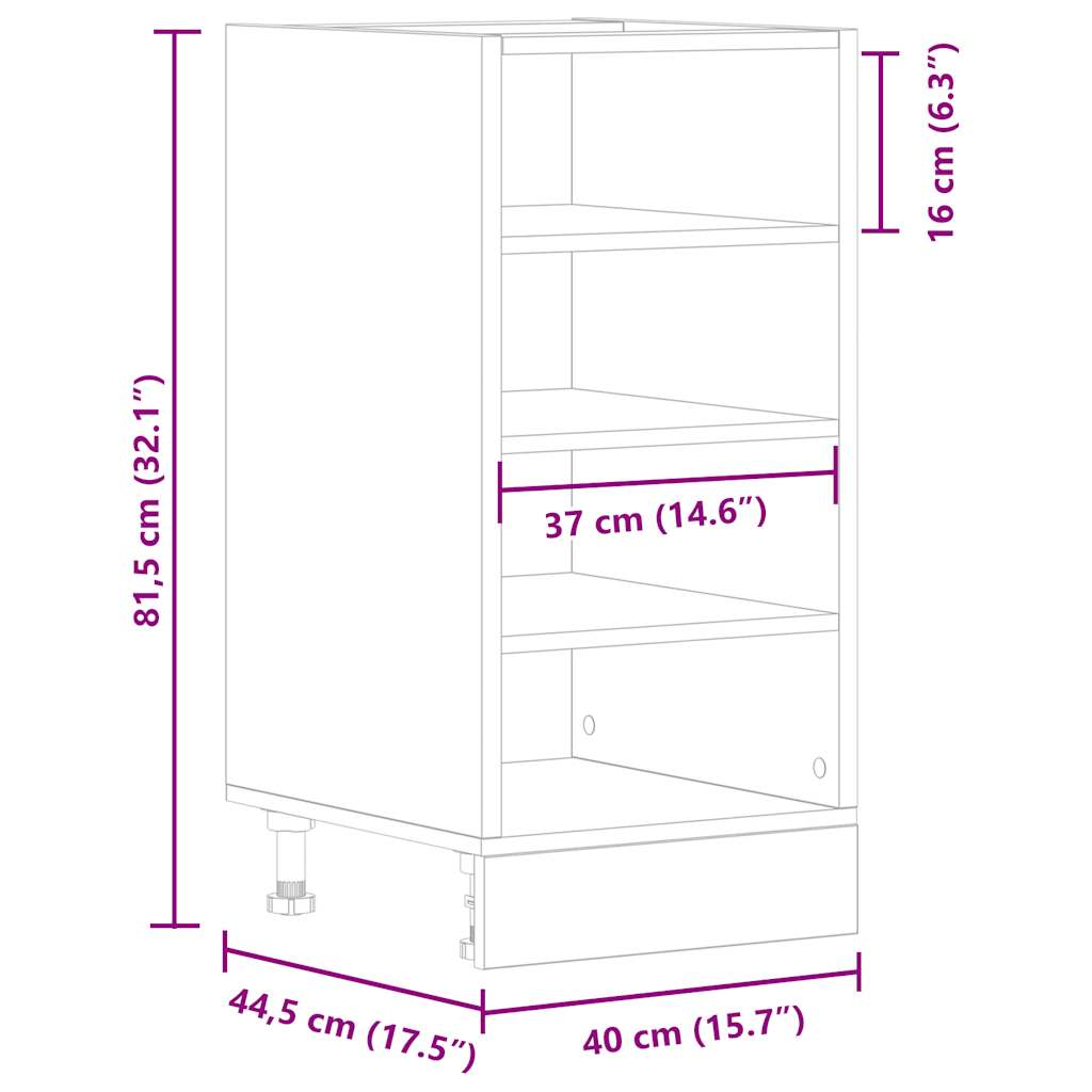 Armadio Inferiore “Riga” Grigio Cemento 40x44,5x81,5 cm | homemem39