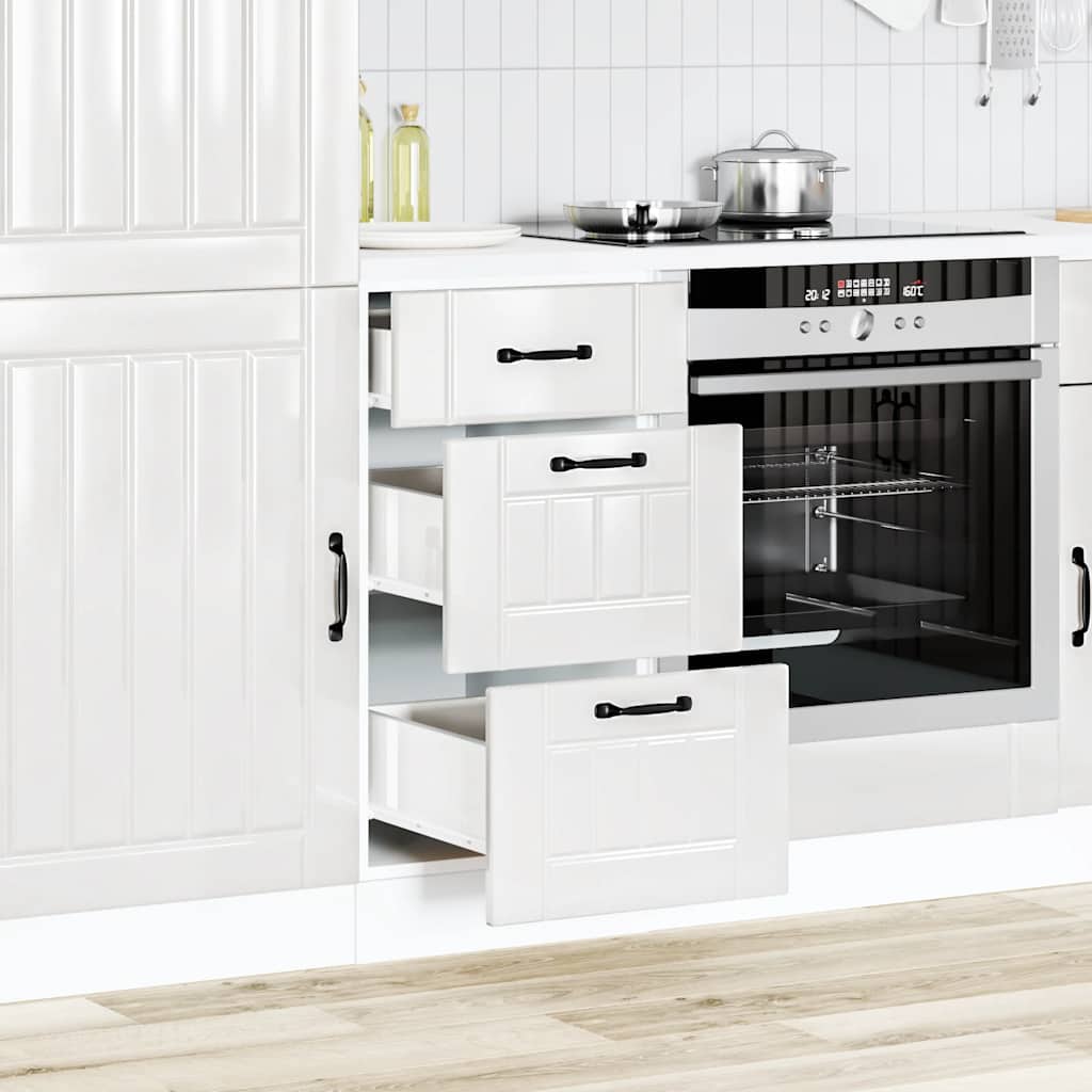 Mobiletto da cucina "Lucca" Bianco lucido in legno ingegnerizzato
