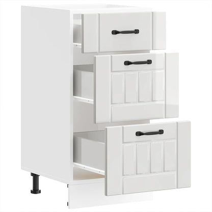 Mobiletto da cucina "Lucca" Bianco lucido in legno ingegnerizzato