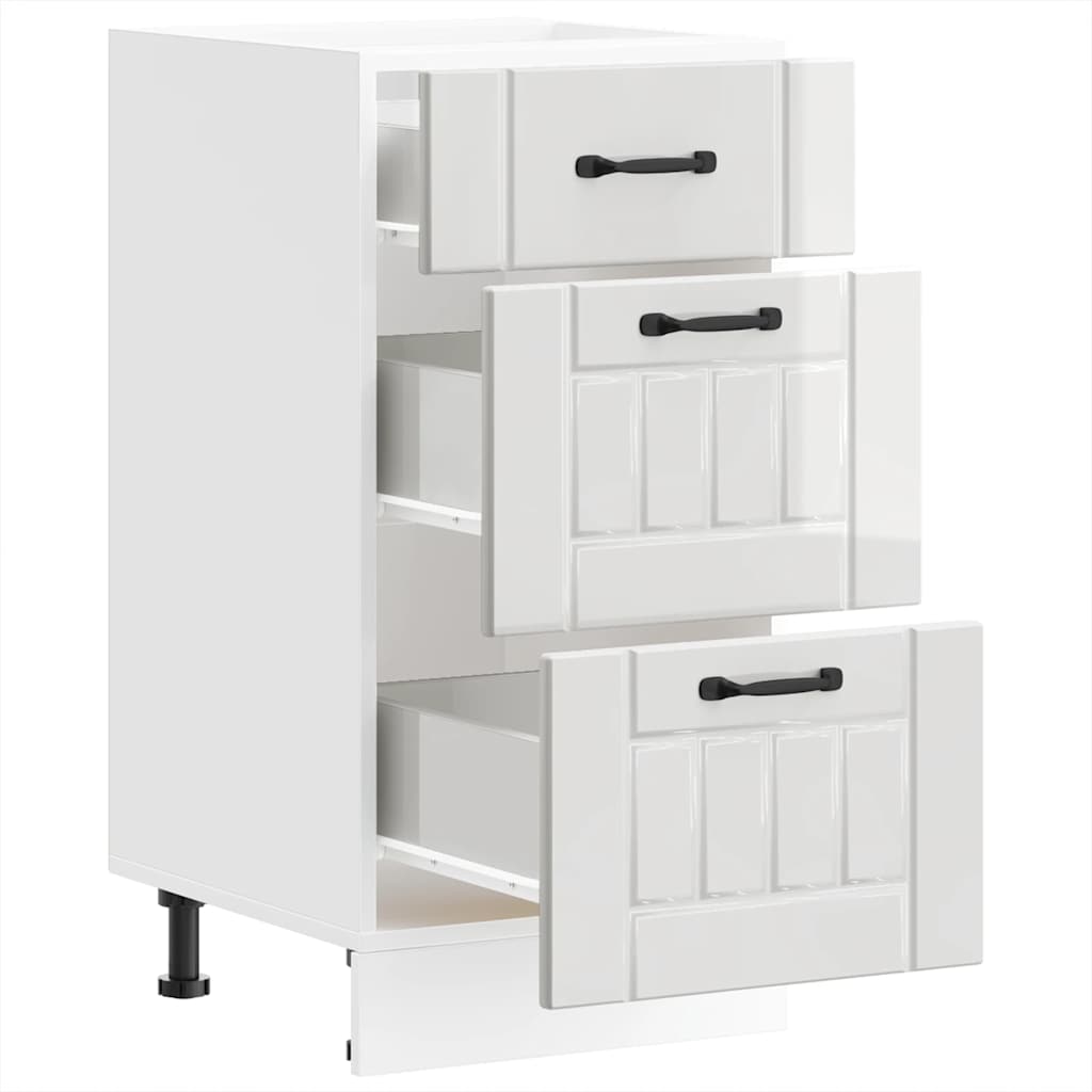 Mobiletto da cucina "Lucca" Bianco lucido Legno Ingegnerizzato