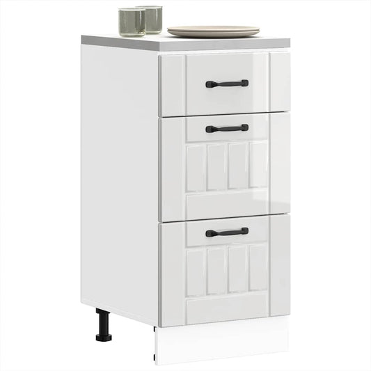 Mobiletto da cucina "Lucca" Bianco lucido in legno ingegnerizzato