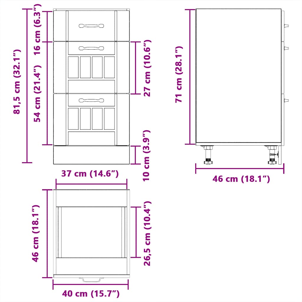 Base da Cucina Lucca Rovere Marrone in Legno Multistrato | homemem39
