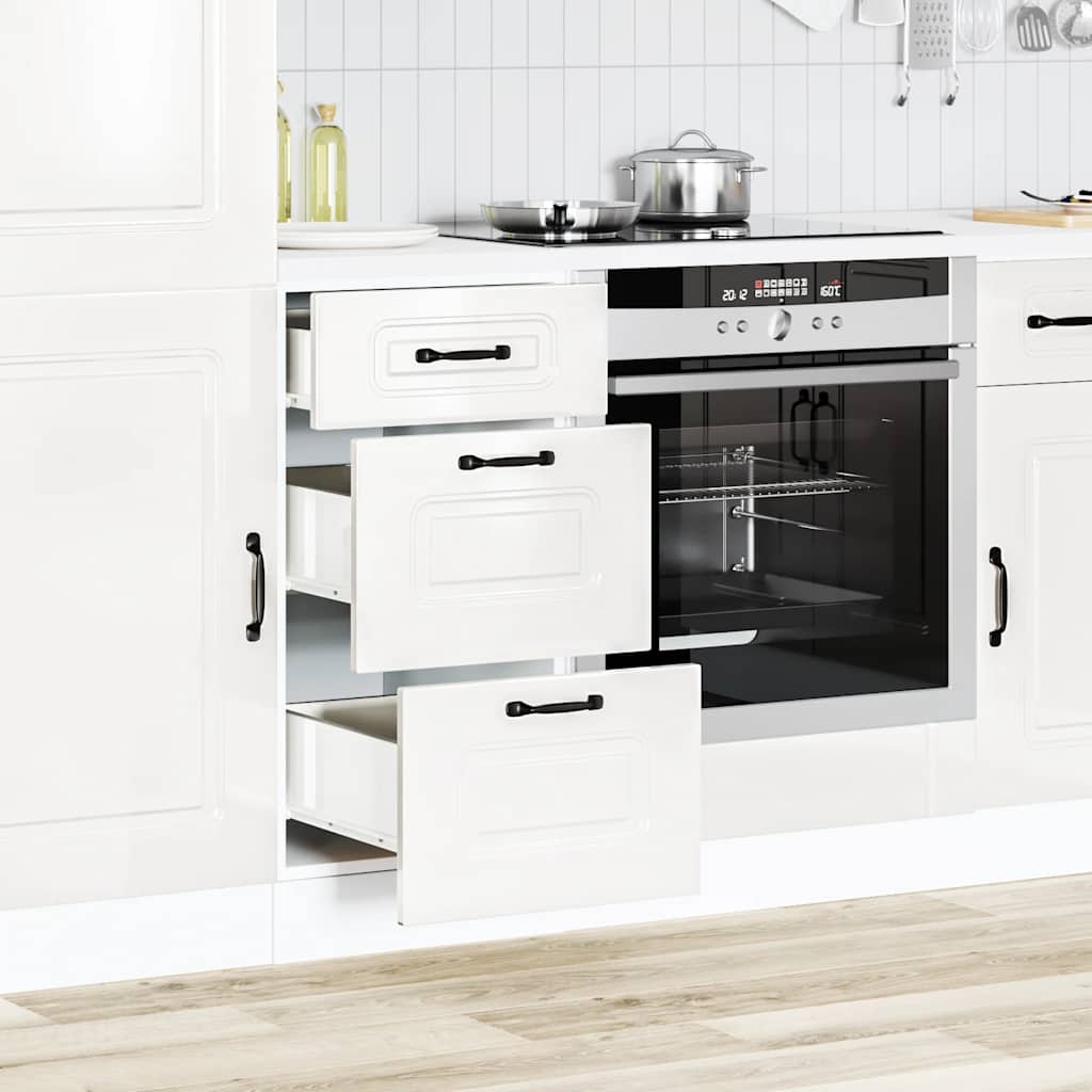 Mobiletto da cucina "Kalmar" Bianco lucido in legno ingegnerizzato