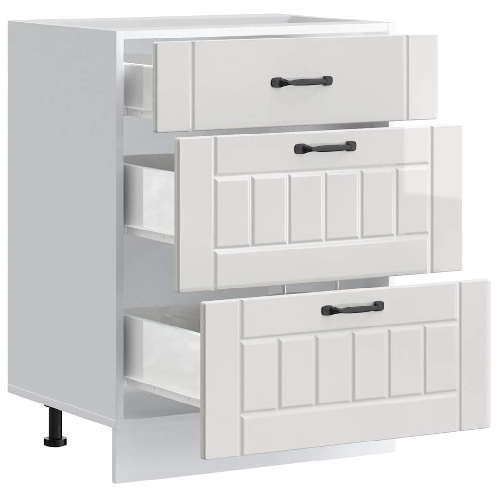 Base da Cucina Lucca Bianco Lucido in Legno Multistrato - homemem39