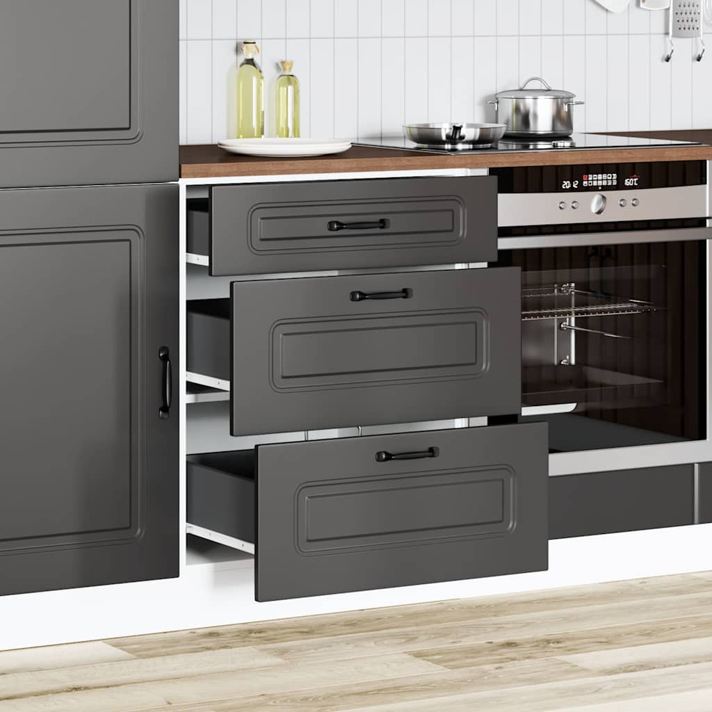 Mobiletto da cucina "Kalmar" Nero in legno ingegnerizzato
