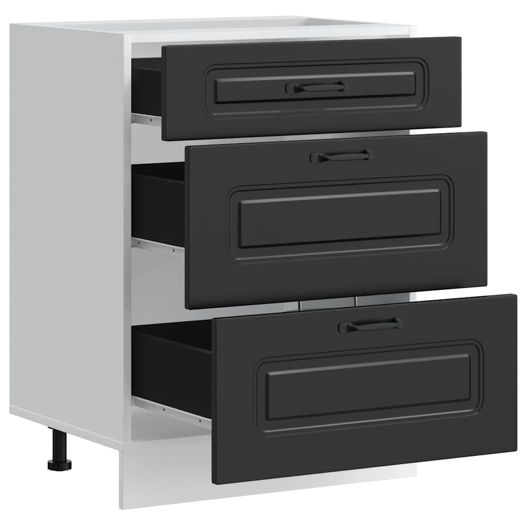 Mobiletto da cucina "Kalmar" Nero in legno ingegnerizzato