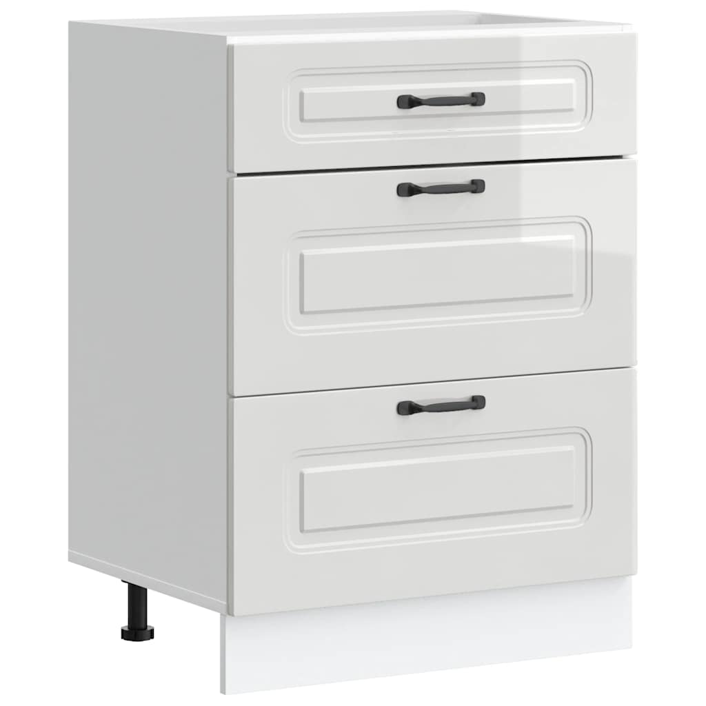 Mobiletto da cucina "Kalmar" Bianco lucido Legno Ingegnerizzato