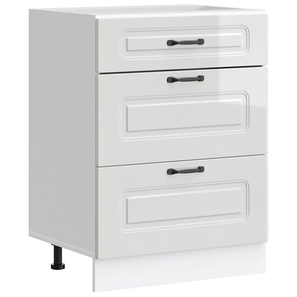 Mobiletto da cucina "Kalmar" Bianco lucido Legno Ingegnerizzato