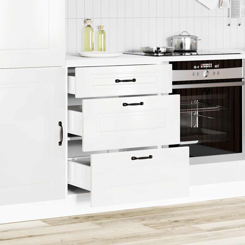 Mobiletto da cucina "Kalmar" Bianco lucido Legno Ingegnerizzato