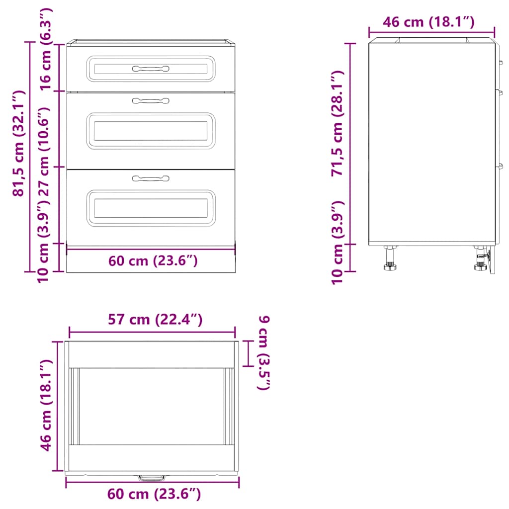 Base da Cucina Kalmar Grigio Cemento in Legno Multistrato | homemem39