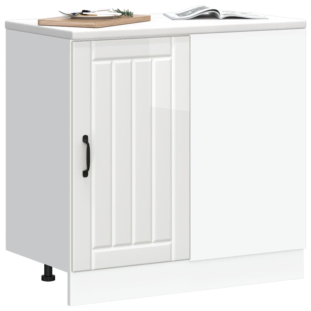 Mobiletto da cucina "Lucca" Bianco lucido in legno ingegnerizzato