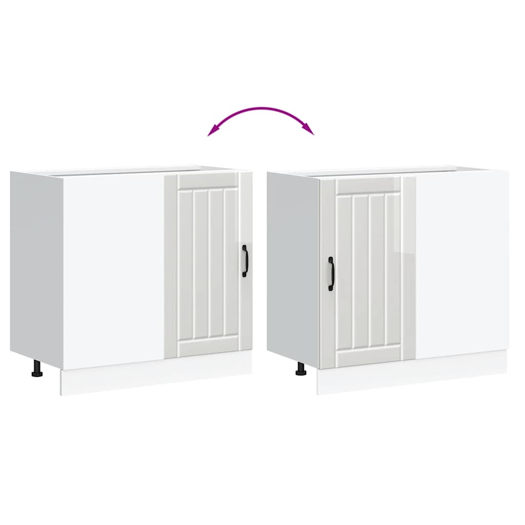 Mobile base da cucina Lucca Bianco Lucido in Legno Multistrato - homemem39