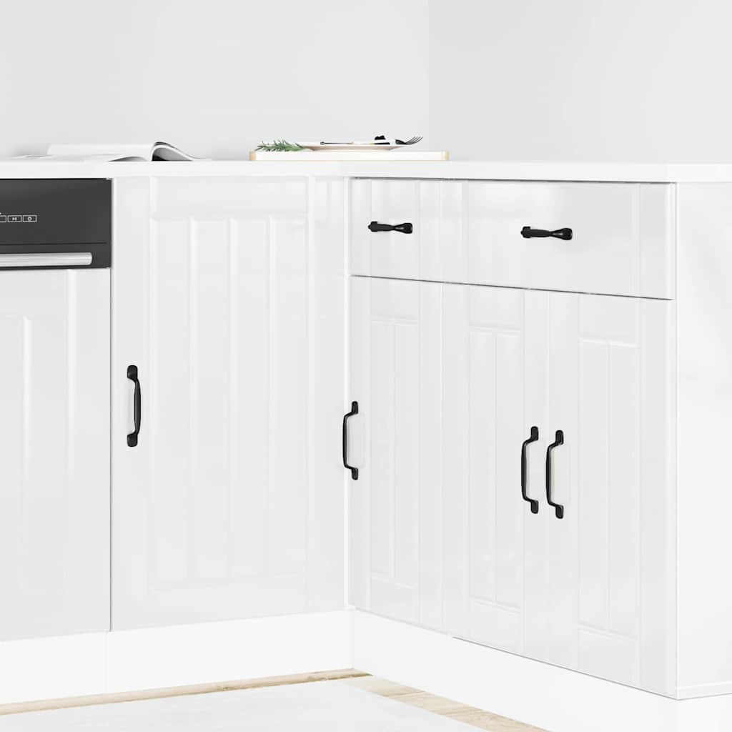 Mobiletto da cucina "Lucca" Bianco lucido in legno ingegnerizzato