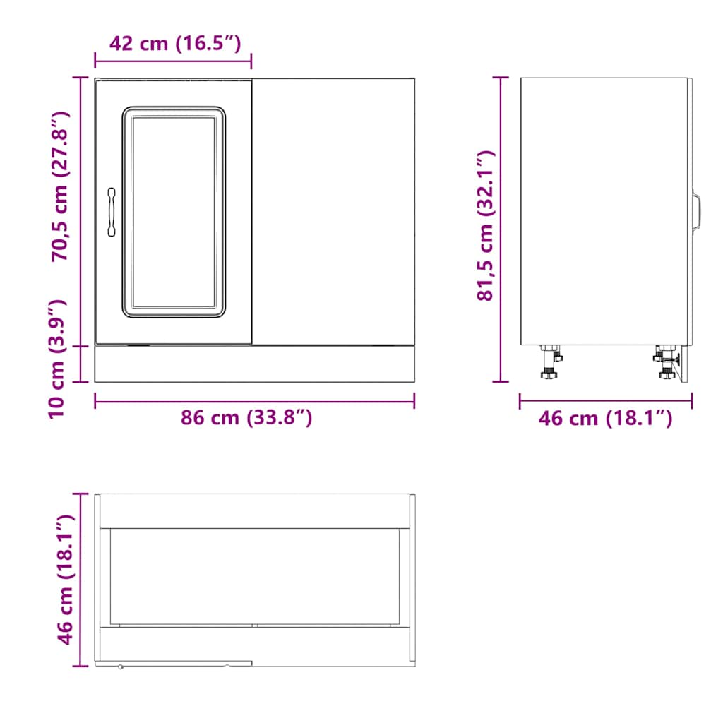 Mobiletto da cucina "Kalmar" Bianco lucido in legno ingegnerizzato