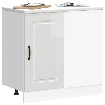 Mobiletto da cucina "Kalmar" Bianco lucido in legno ingegnerizzato