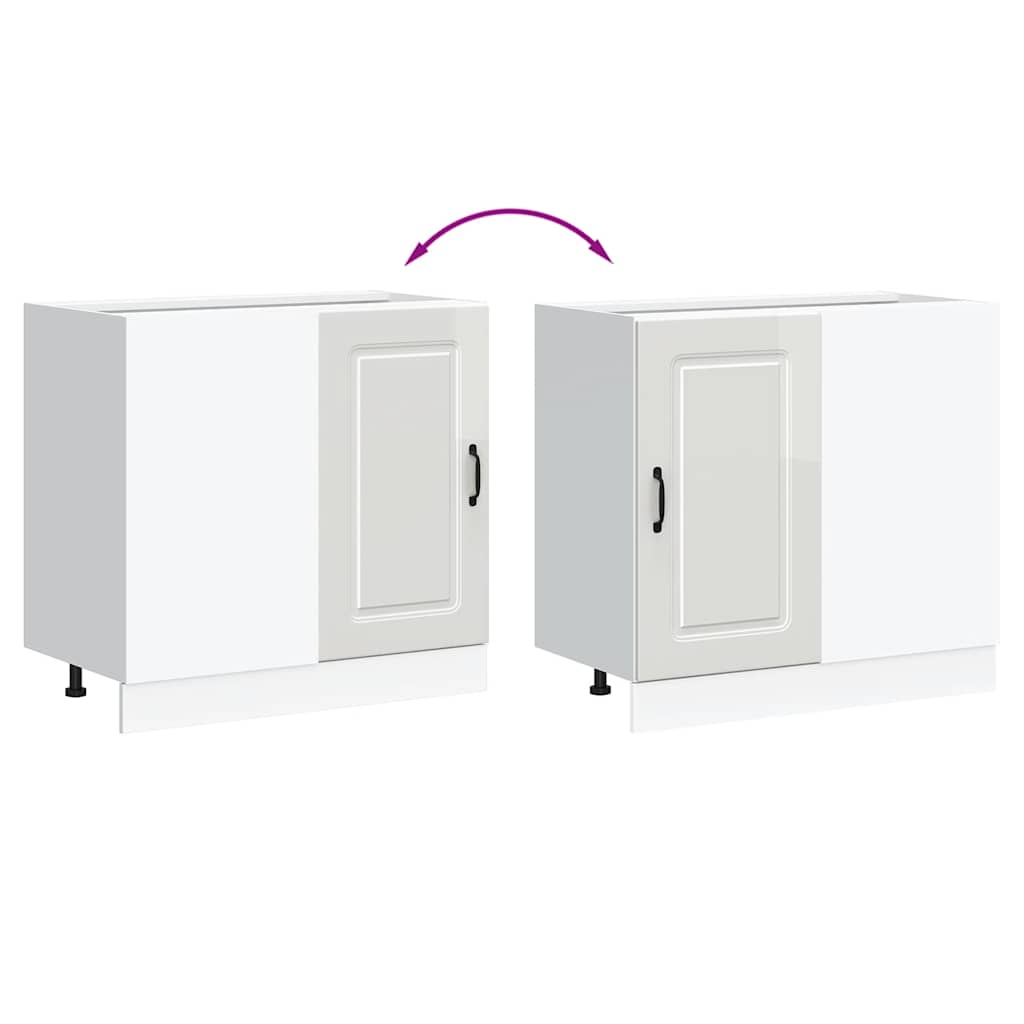 Mobiletto da cucina "Kalmar" Bianco lucido in legno ingegnerizzato