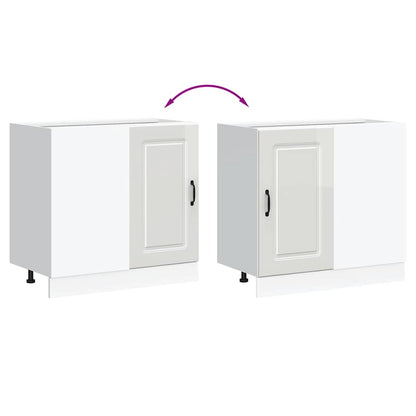Mobiletto da cucina "Kalmar" Bianco lucido in legno ingegnerizzato