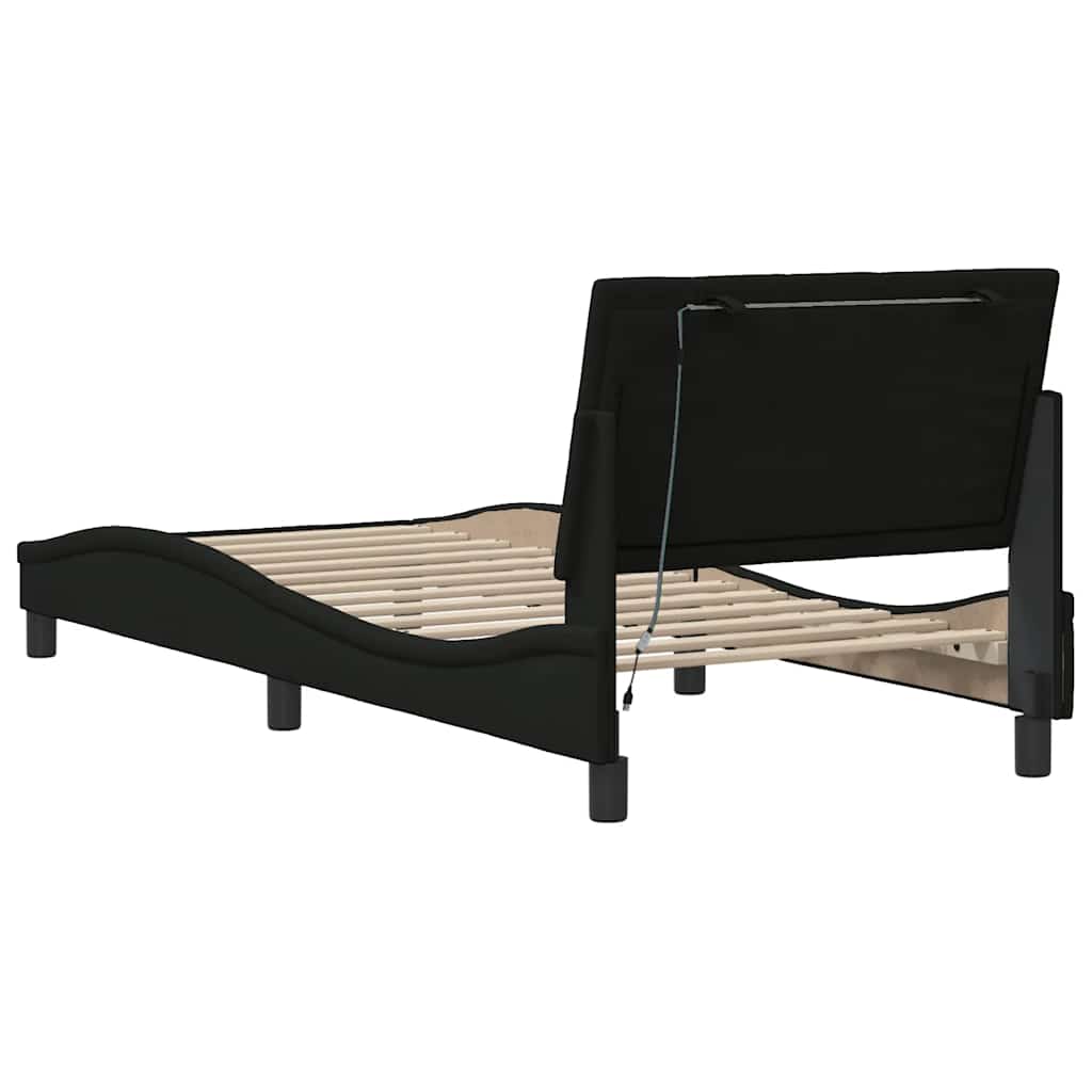 Giroletto senza Materasso Hanko Nero 90x200 cm in Tessuto